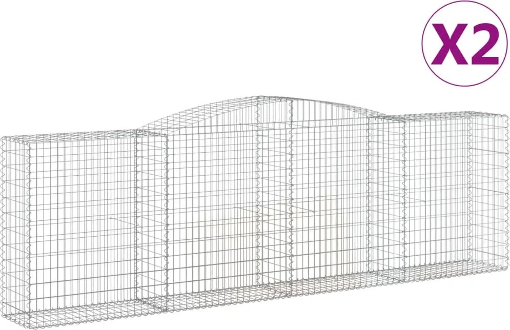 vidaXL Coșuri gabion arcuite 2 buc, 400x50x120/140 cm, fier galvanizat