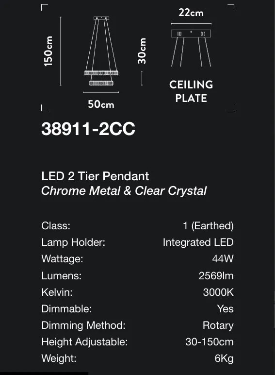 Lustra LED circulara cu 2 inele Tier