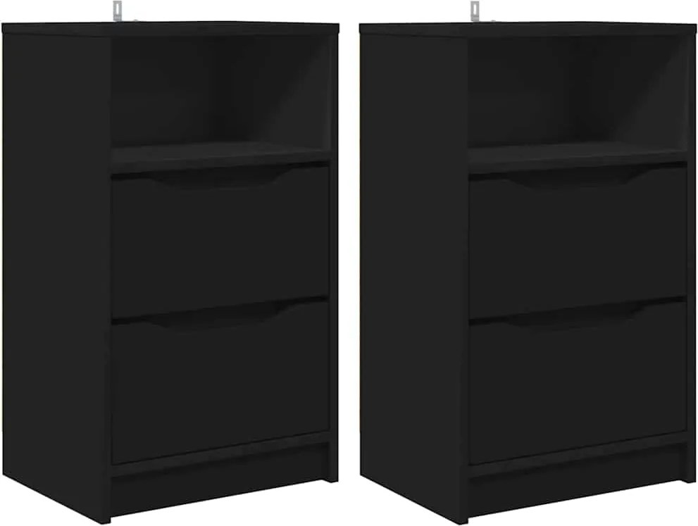 vidaXL Mese de noptieră 2 pcs Negru 40 x 30 x 467 cm Lemn compozit
