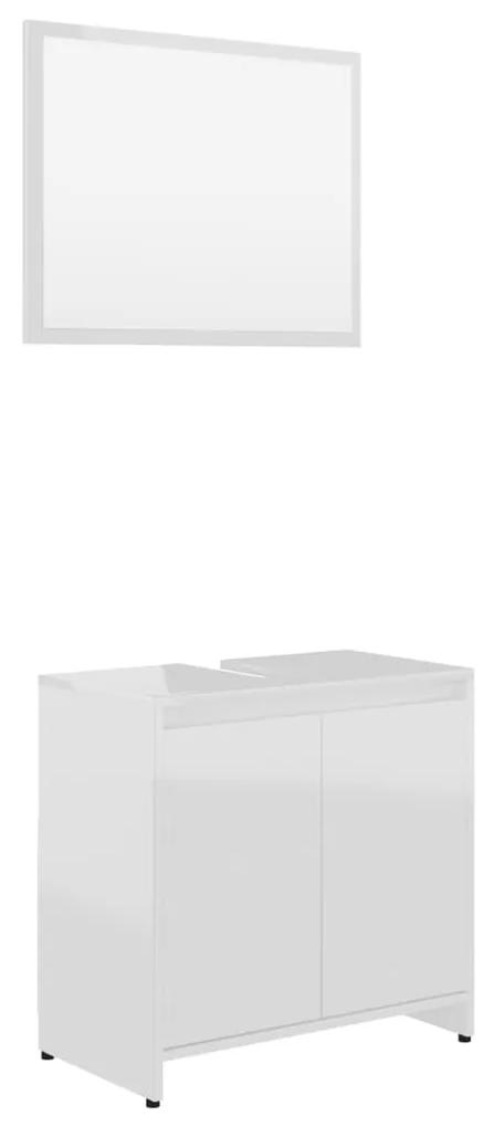 802657 vidaXL Set mobilier de baie, alb extralucios, PAL