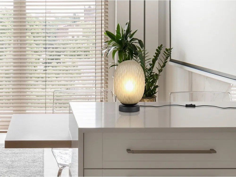 Veioză verde cu abajur din sticlă (înălțime 28,5 cm) Facette – Trio