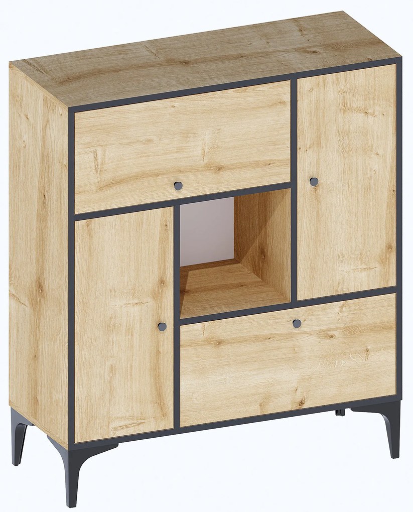 Dulap Penny (Stejar safir + Negru). 1073161
