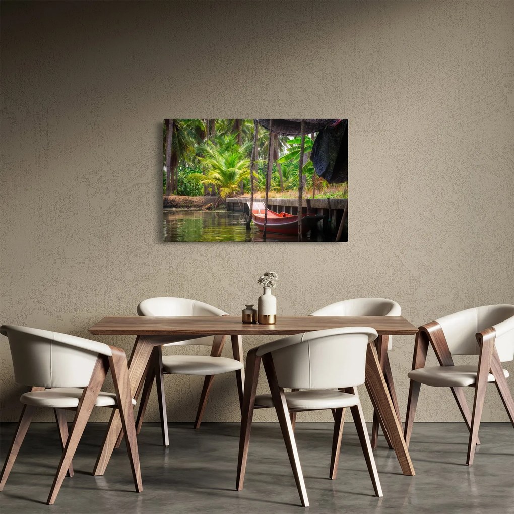 Tablou - Nava din lemn în canal , Thailand (90x60 cm)