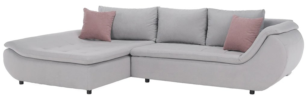Set canapea, gri deschis / roz pudră, material textil, stânga, BRATO