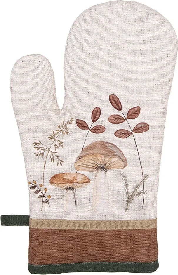 Manusa de bucatarie, bej, din bumbac, 18x30 cm, Mushrooms