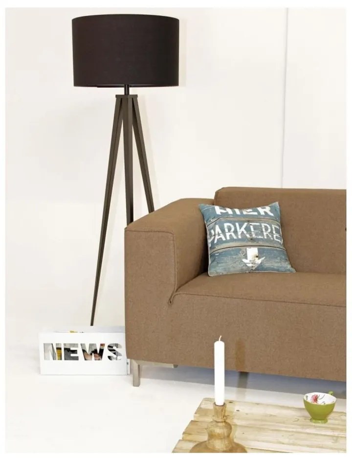 Lampadar Tripod wood, picioare din lemn, negru