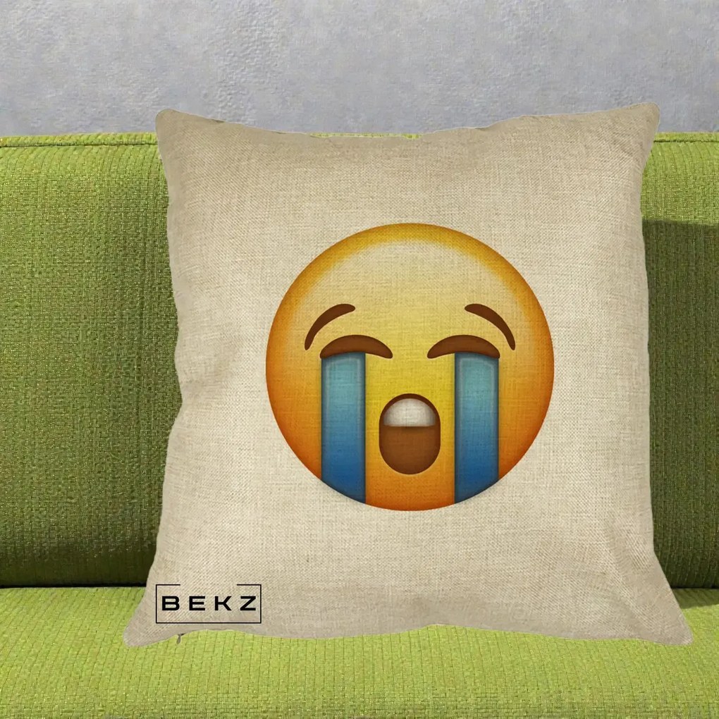 Perna Decorativa Emoji Plange, 40x40 cm, Crem, Husa Detasabila, Perna Inclusa, BEKZ®
