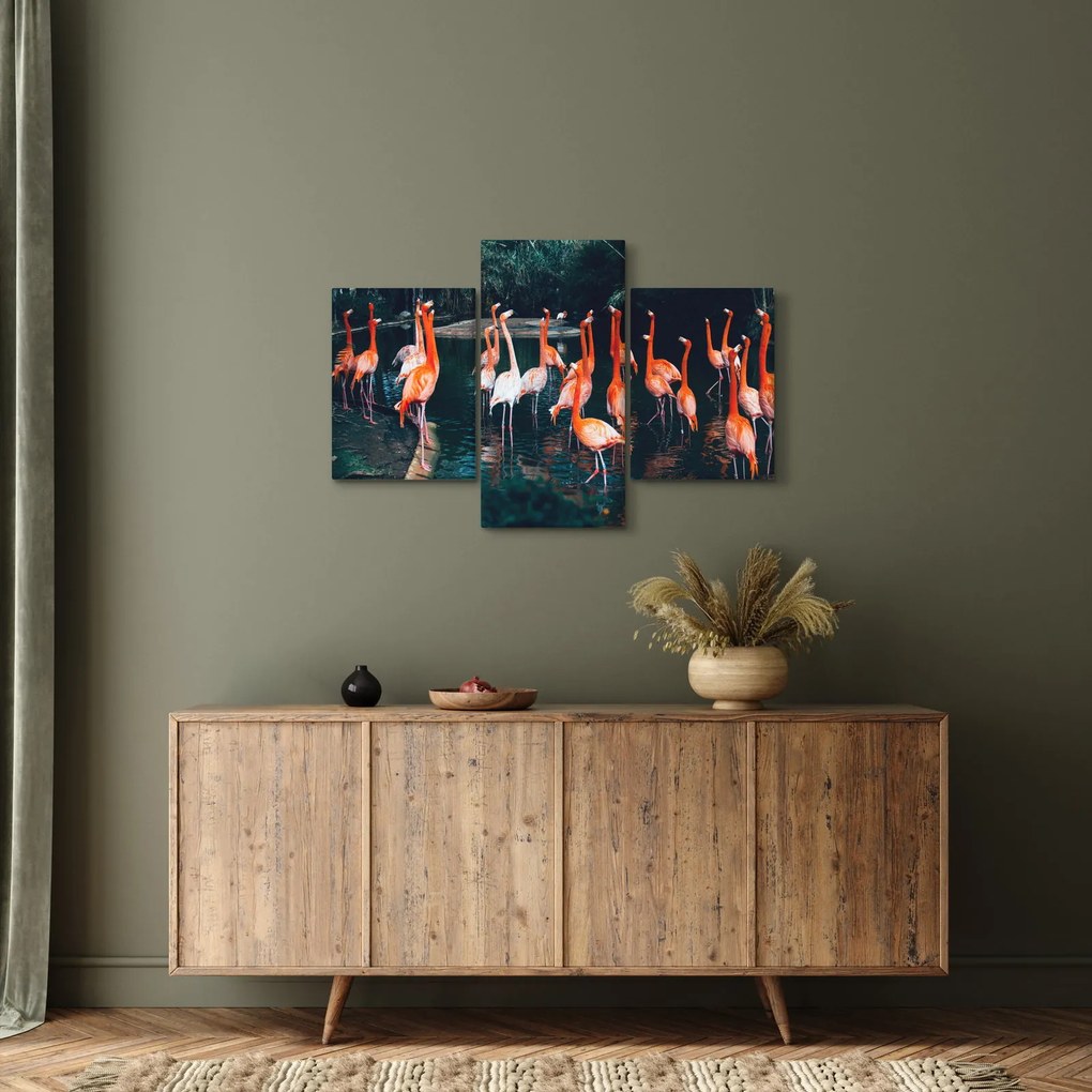 Tablou - turmă de flamingo (90x60 cm)