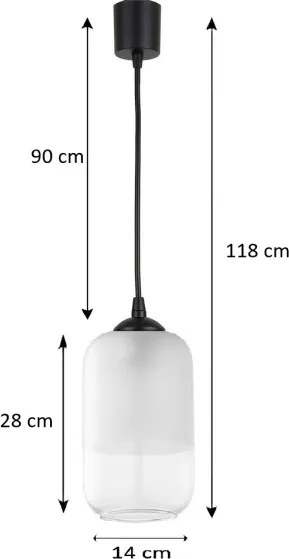 Brilagi - lustră LED pe cablu RETRO GLASS 1xE27/60W/230V Ø 14 cm negru/alb