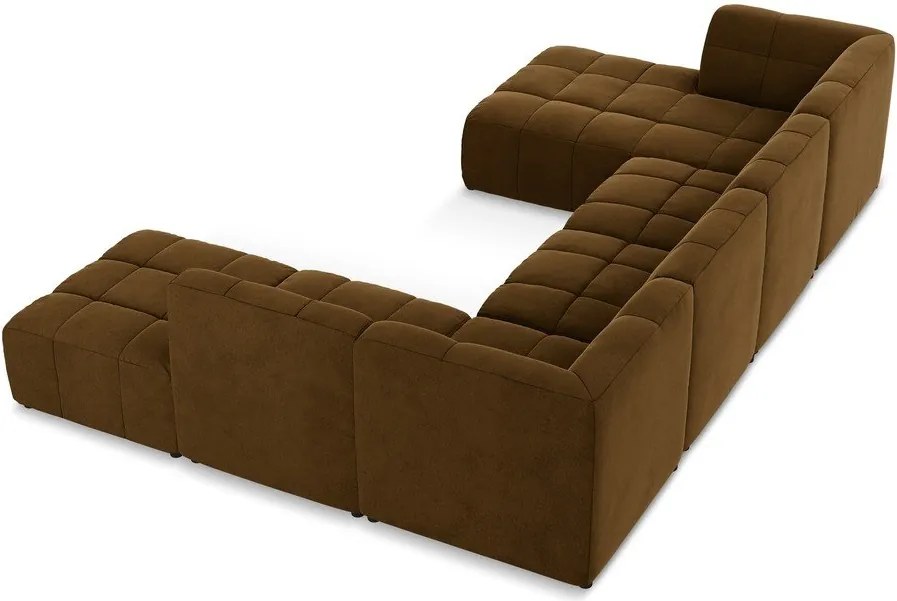 Colțar galben muștar cu tapițerie din catifea (în formă de "U") Aloha – Makamii