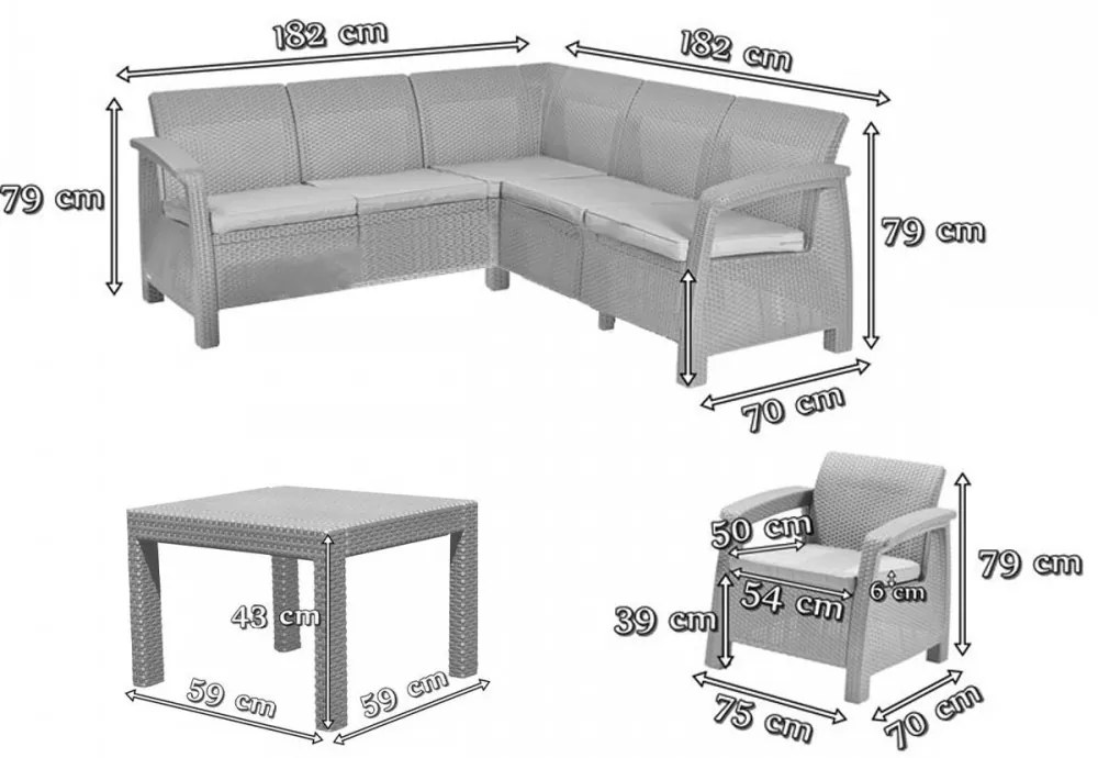 Set de mobilier de grădină Corfu relax duo, set cappuccino