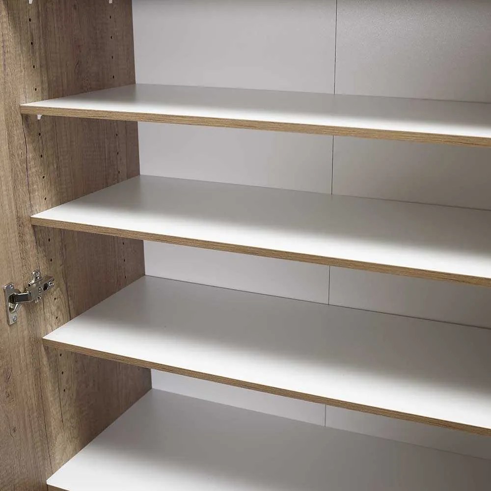 Dulap Multifunctional Adore Porto, 2 usi, 8 rafturi, Alb, 76 x 187 x 36 cm