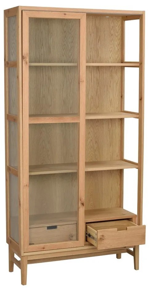 Vitrină natural cu aspect de lemn de stejar cu ușă glisantă 100x203 cm Hazelton – Rowico