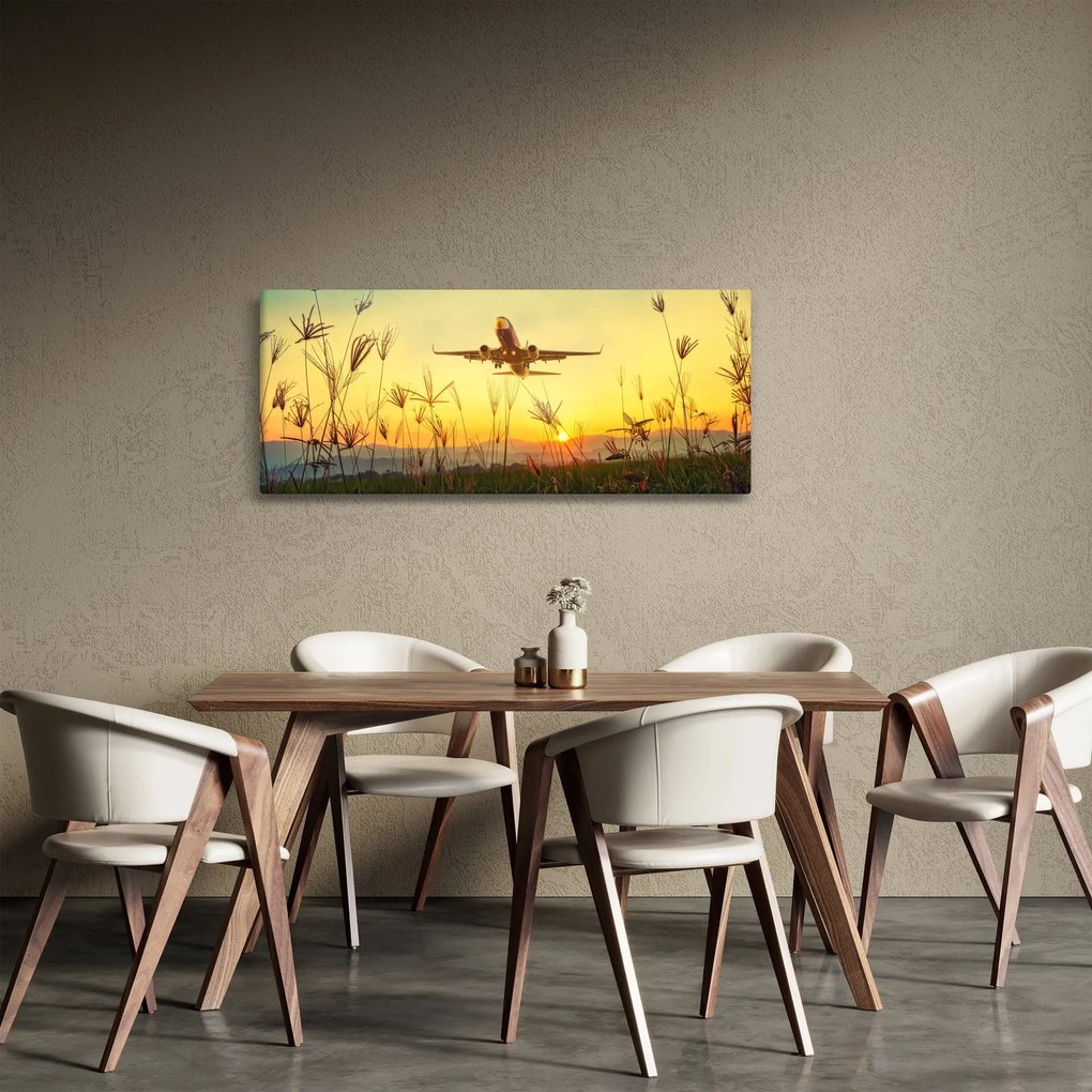 Tablou cu avion zburând (120x50 cm)