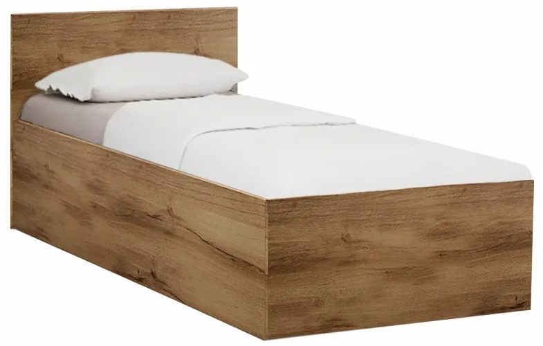 Pat de o persoana SOFIA 90 x 200 cm, stejar artisan Saltele: Cu saltele Coco Maxi 20 cm, Somiera pat: Cu lamele drepte