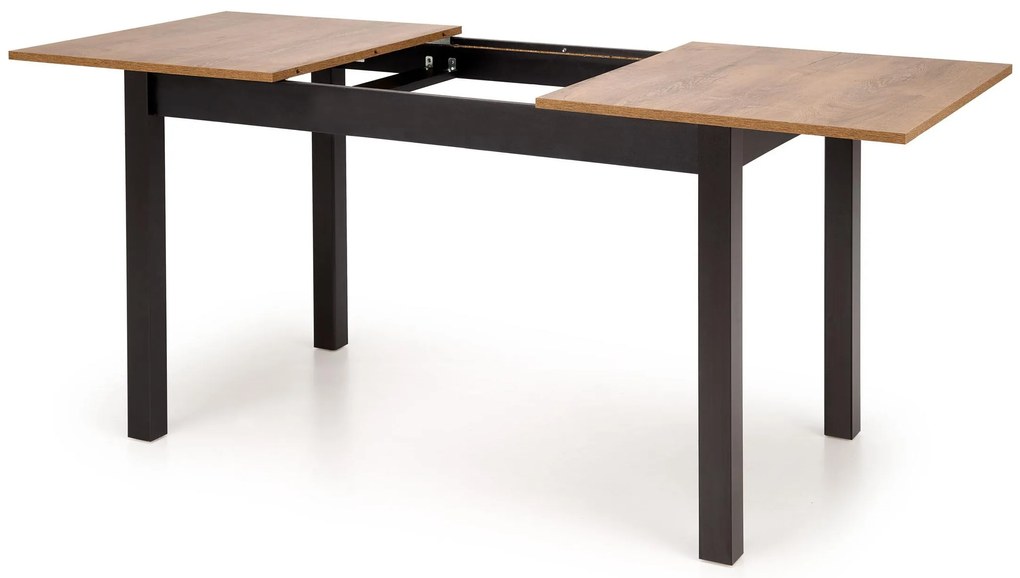 Masă de sufragerie extensibilă Tentempies (stejar craft auriu + negru) (pentru 4-6 persoane). 1116985
