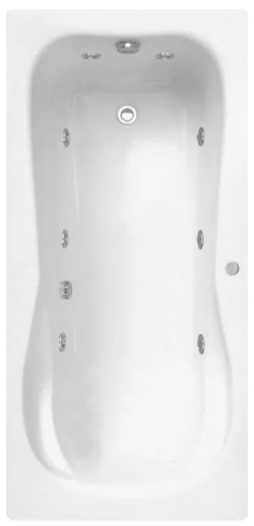 Cada de baie cu hidromasaj, romstal, volutta, dreptunghiulara, acril, alb, s1, 170x80x62 cm