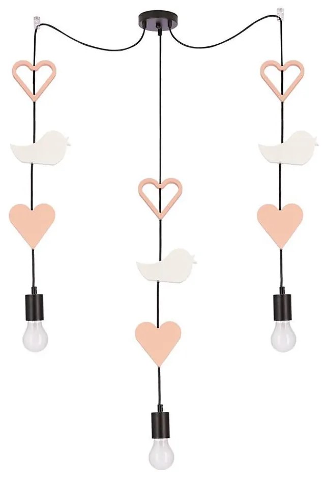 Lustră cu cablu pentru copii TRIO 3xE27/20W/230V roz/alb