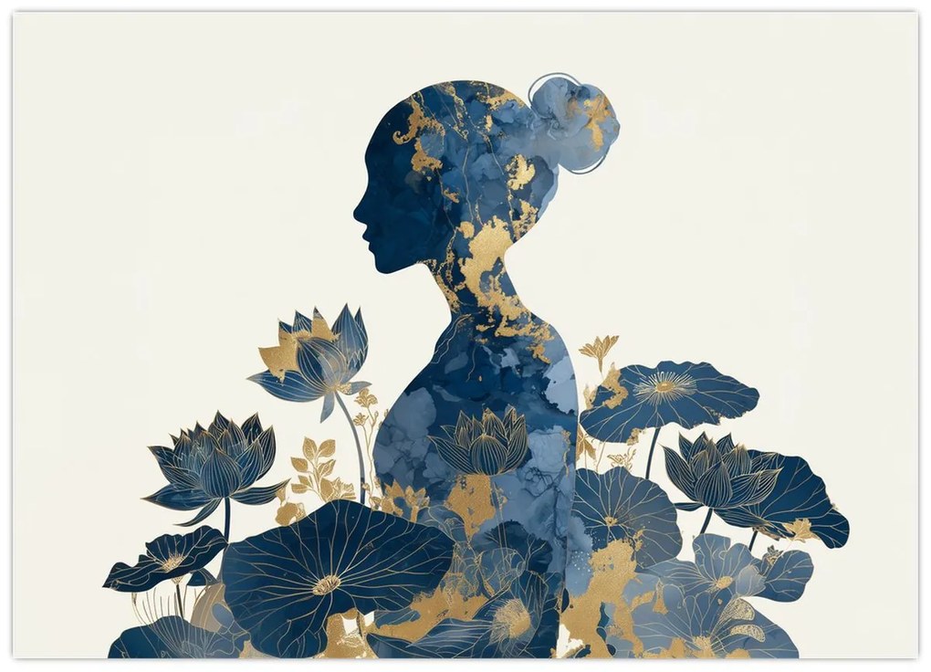 Tablou pe sticlă - Profil de femeie din marmură (70x50 cm)