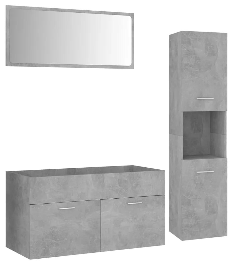 3070977 vidaXL Set mobilier de baie, gri beton, lemn prelucrat