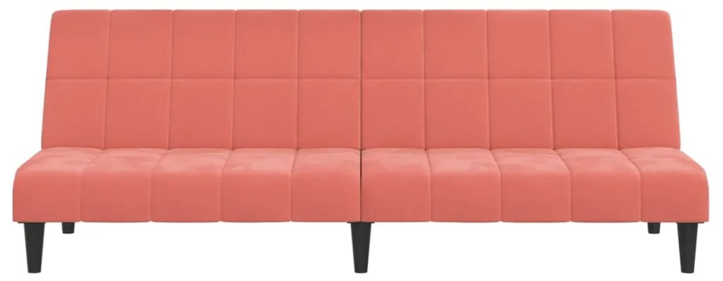 Canapea extensibila cu 2 locuri si taburet, roz, catifea Roz, Cu suport de picioare