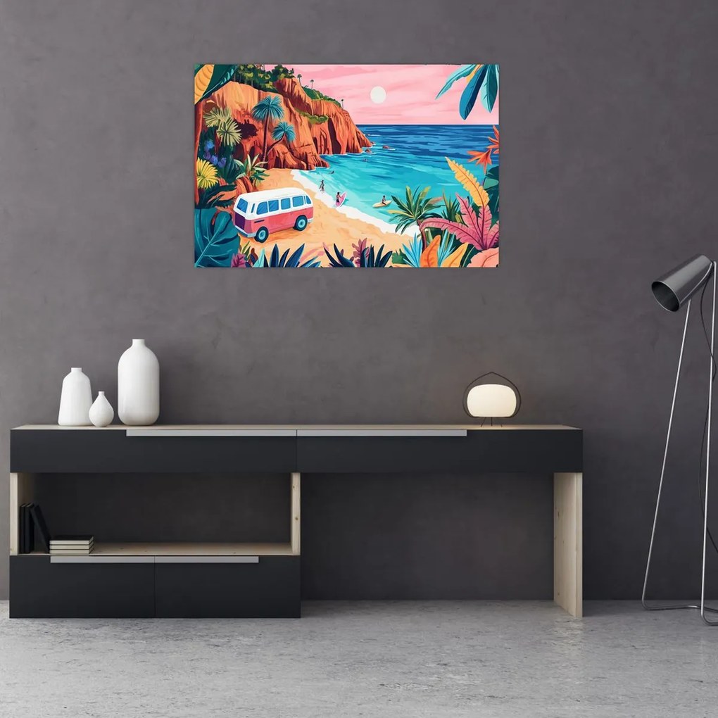 Tablou - Rulotă la ocean (90x60 cm)