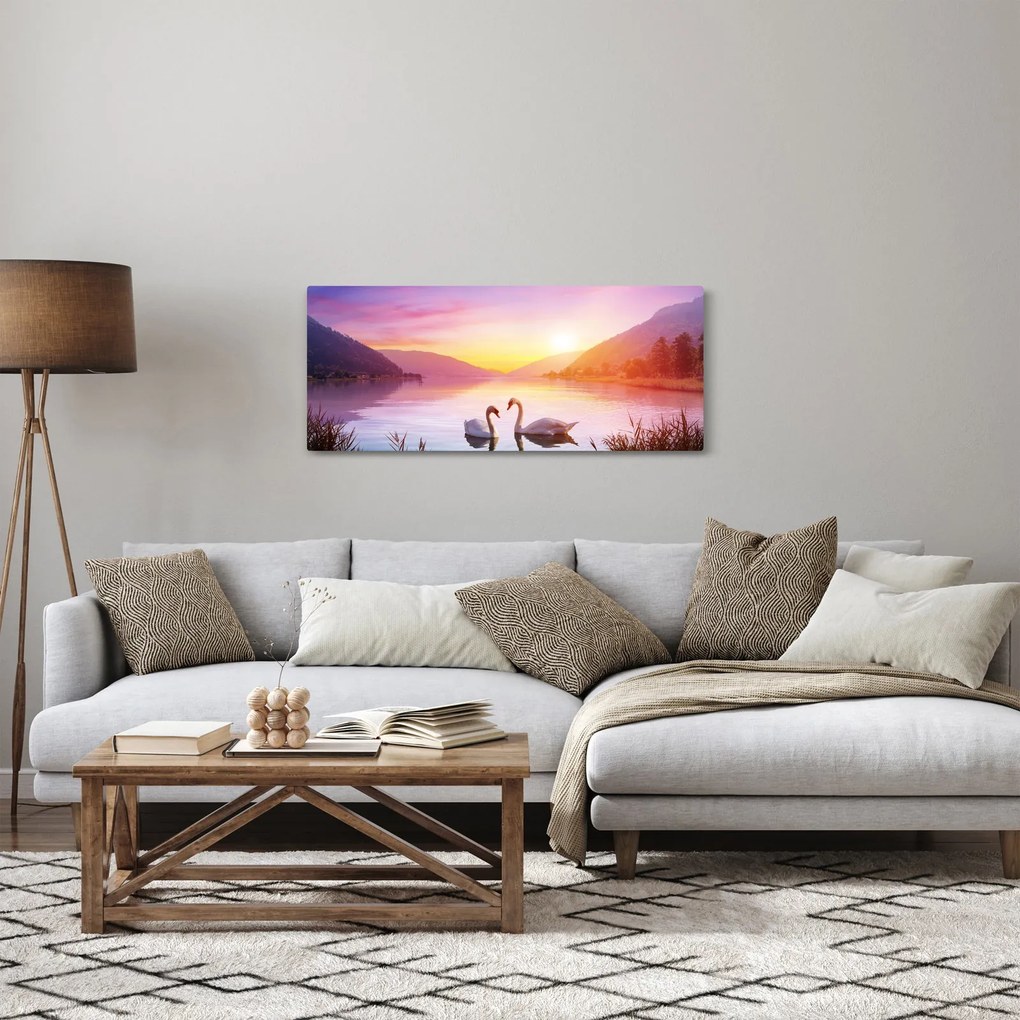 Tablou - Lebăde îndrăgostite (120x50 cm)