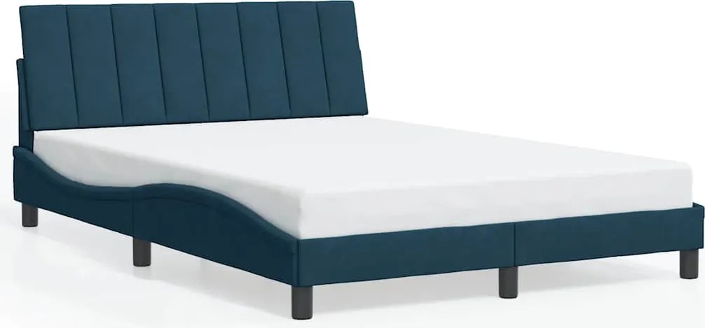 vidaXL Cadru de pat fără saltea, Hanko, albastru, 140x190 cm, catifea