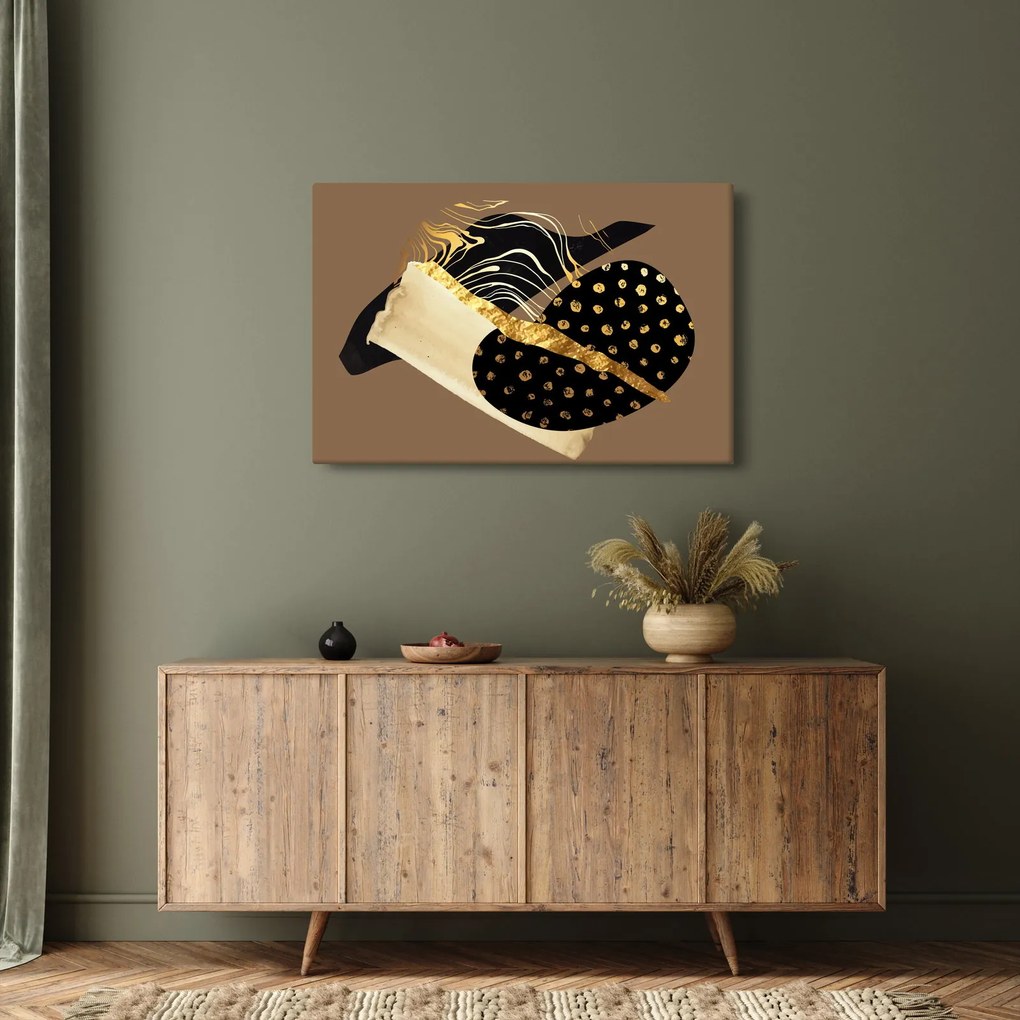 Tablou - Abstracție maro auriu N⁰1 (90x60 cm)