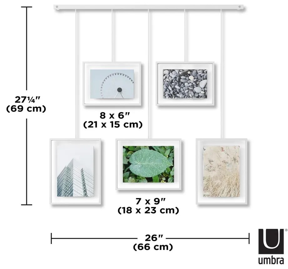 Rame albe de agățat din metal 5 buc. 79x43 cm Exhibit – Umbra