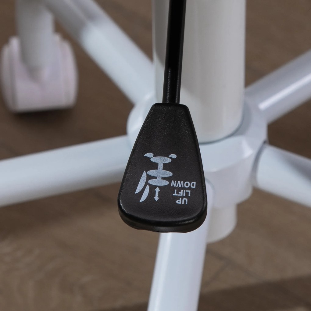 HOMCOM Scaun de Birou în Formă de Inimă, Bază cu 5 Roți, Înălțime Reglabilă, 40x50x79-89 cm, Roz | Aosom Romania