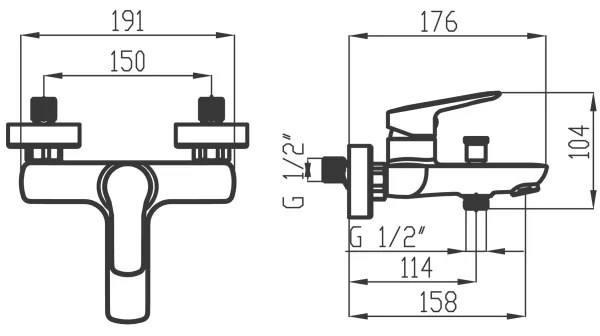 Novaservis - Set pentru cadă cu baterie METALIA, crom lucios