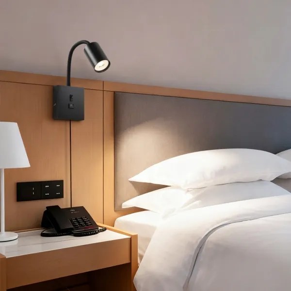 Immax 08295L - Lampă de perete PUNTO cu USB, 1xGU10/9W/230V, neagră