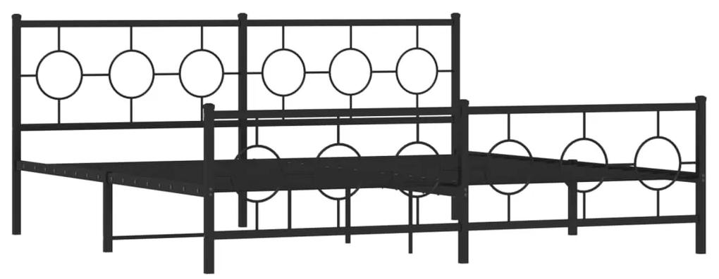 376250 vidaXL Cadru pat metalic cu tăblii de cap/picioare, negru, 193x203 cm