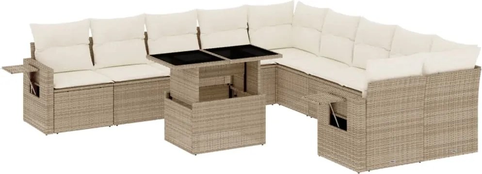vidaXL Set canapele de grădină cu perne, 11 piese, bej, poliratan