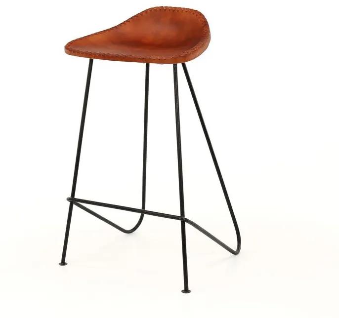 Set de 4 scaune de bar Etheridge, negre/maro, 77 x 45 x 35 cm