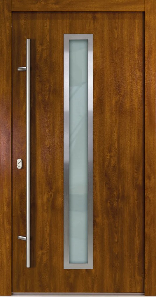 Usa Metalica de intrare in casa Turenwerke DS92 DS92-01, DR, Bara din otel, Stejar Auriu