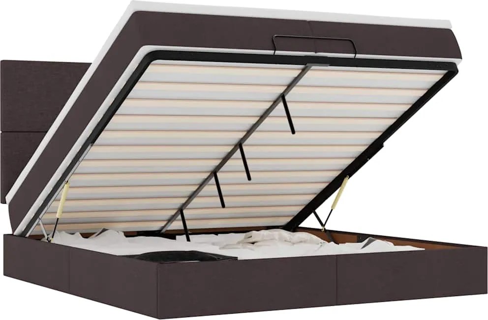 vidaXL Cadru de pat otoman cu saltele țesătură maro închis 200x200cm