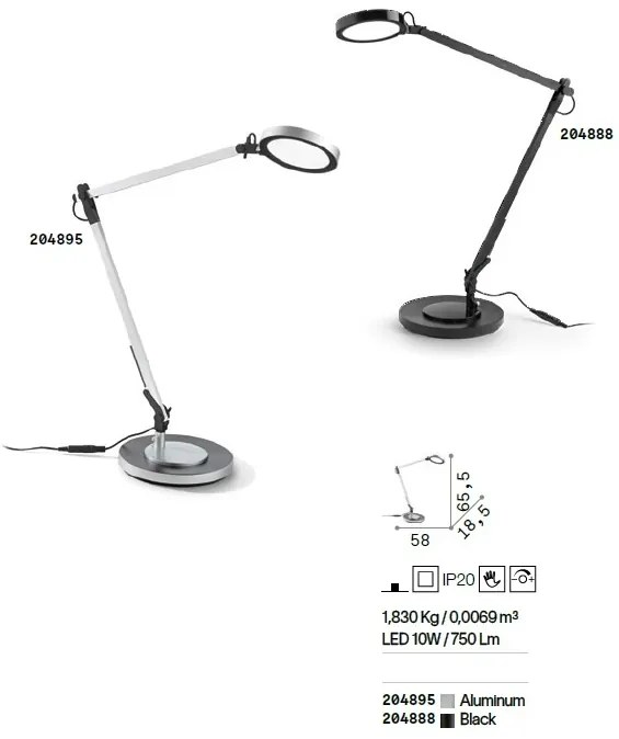 Lampa LED de birou / masa moderna cu brat articulat FUTURA TL NERO