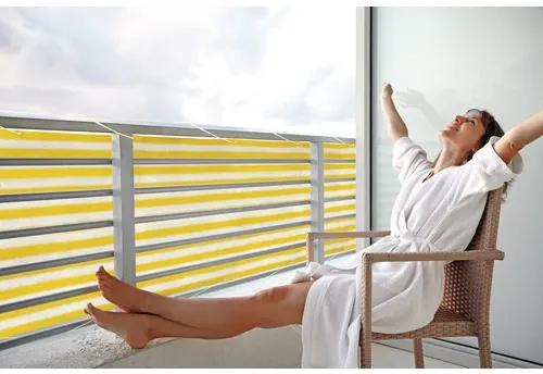 Apărătoare balcon, dungi, galben-alb, 90x500 cm