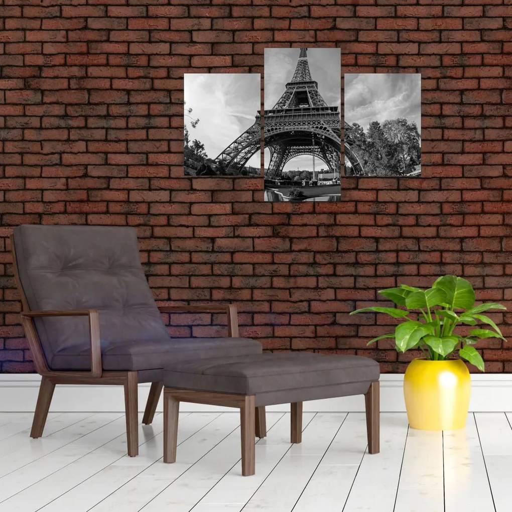 Tablou - Turnul Eiffel, alb-negru (90x60 cm)