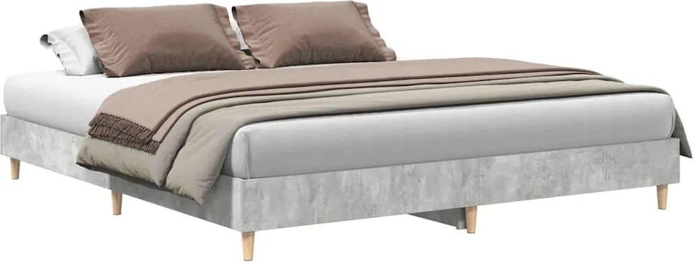 vidaXL Cadru de pat fără saltea Gri beton 200x200 cm Lemn prelucrat