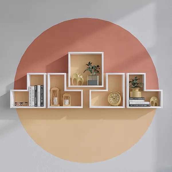 SET 5x etajeră de perete ELITRA albă