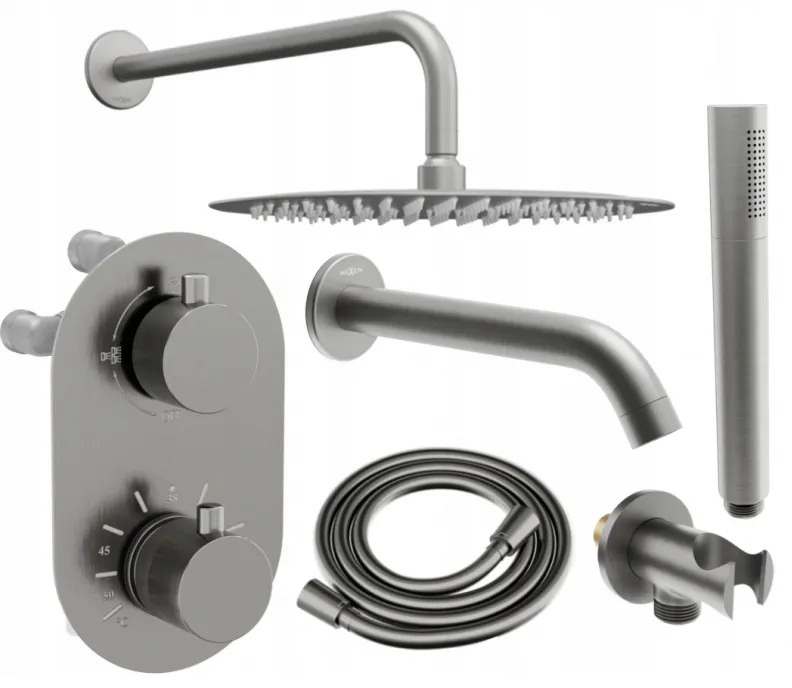 Mexen Kai DR70 set baie-duș îngropat cu duș fix de 30 cm, grafit - 77602DR70301-66