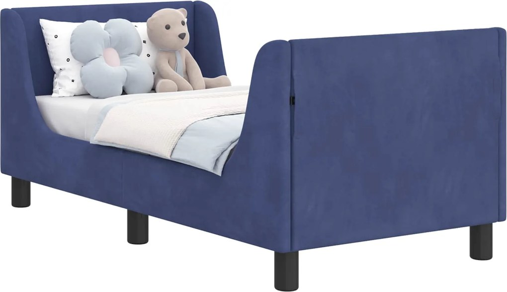 vidaXL Cadru de pat pentru copii cu spătar Albastru Poliție