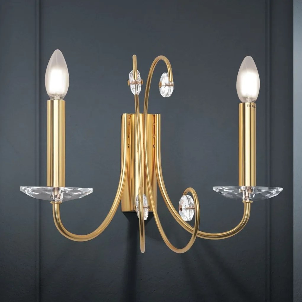 Aplica de perete stil clasic cu cristal K9 ARIANE 2L aurie
