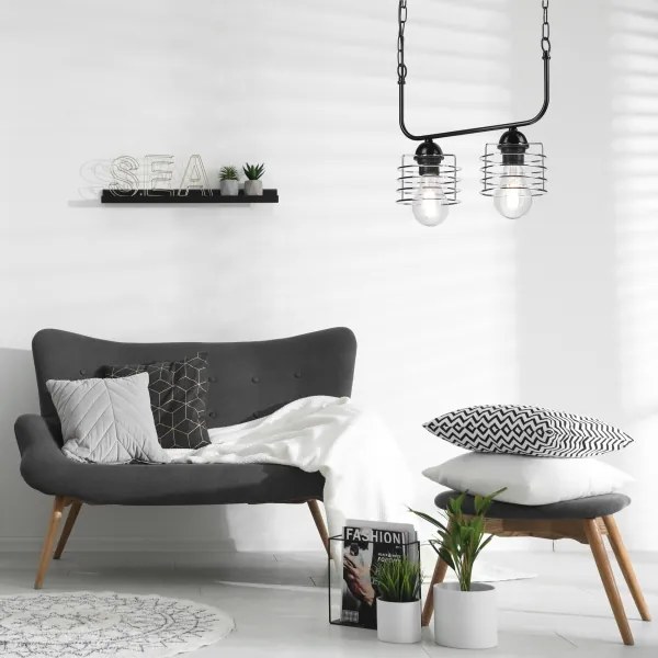 Lustră pe lanț MORGAN 2xE27/60W/230V neagră/crom