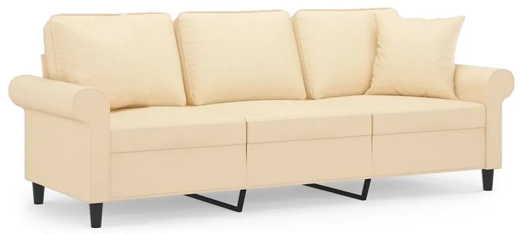 3153251 vidaXL Canapea cu 3 locuri cu perne&pernuțe crem 180 cm textil