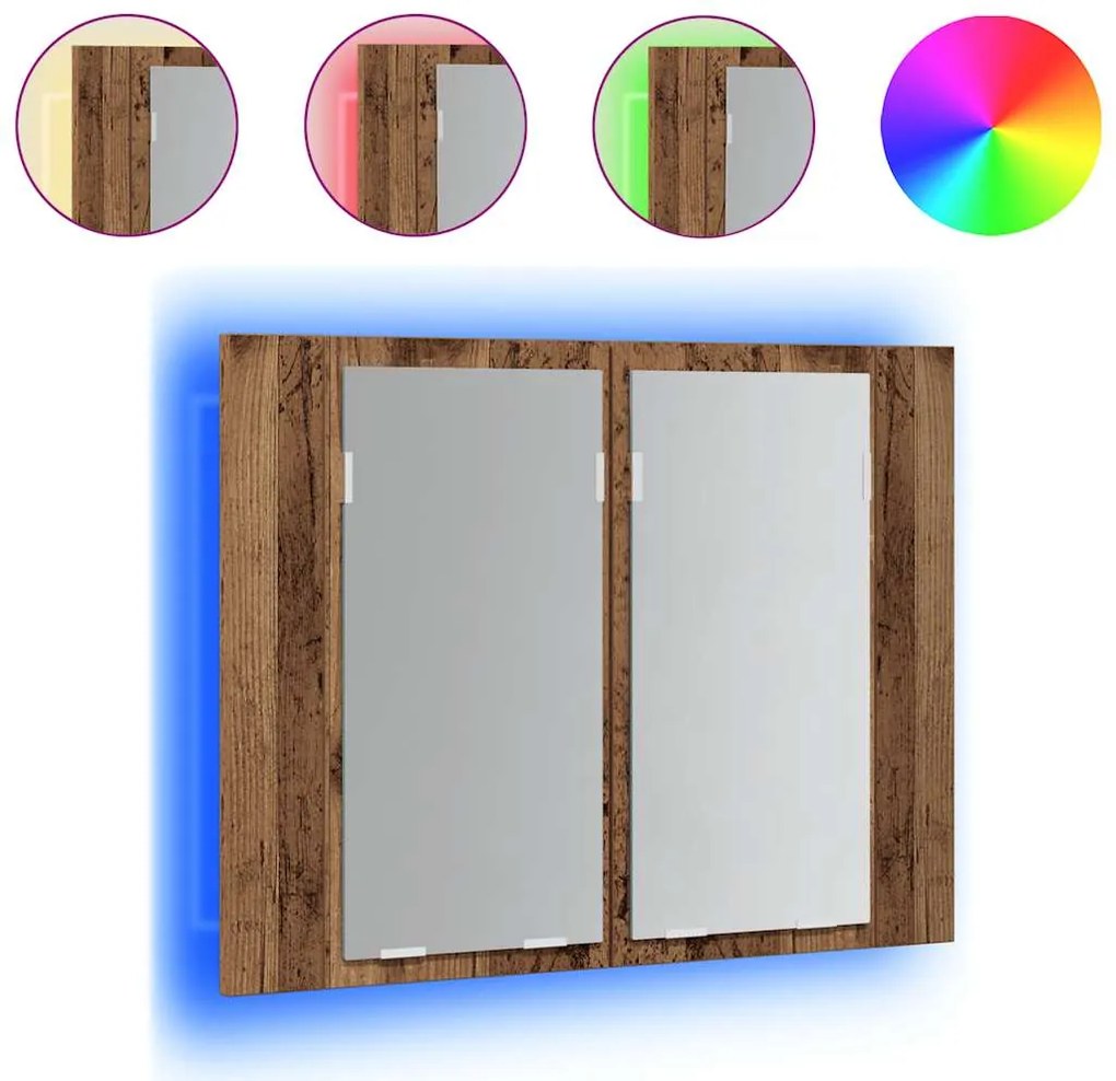 vidaXL Dulap cu oglindă & LED lemn vechi 60x12x45 cm lemn prelucrat