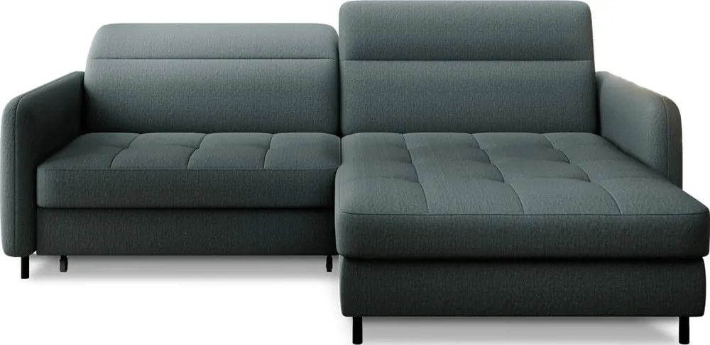 Colțar verde prăfuit extensibil/cu spațiu de depozitare cu tapițerie din catifea (cu colț pe partea dreaptă/cu șezlong) Gomsi – ELTAP